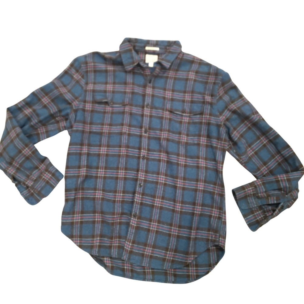 Lucky Brand Mens XL California Fit Plaid Flannel Button Down Shirt Blue Brown
